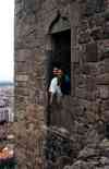 Stone molding in castle window